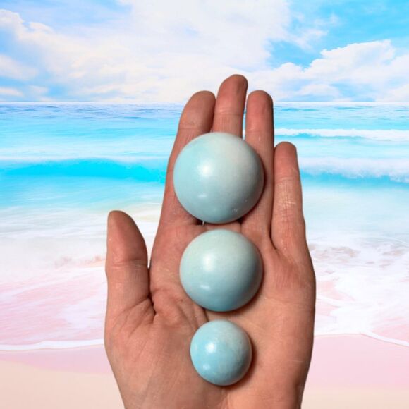 NEW: THREE (3) Chalkware Bubbles - Powder Blue Pearlescent - Picture 1 of 3